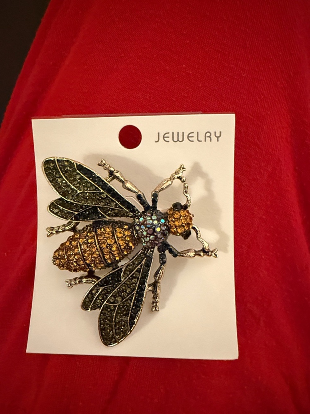 Crystal Bee Brooch - Gold and Black Accent Jewelry 2 inches